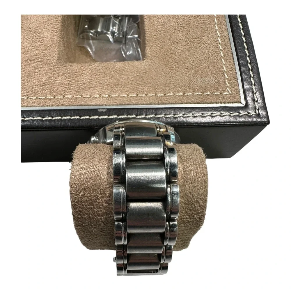 Tourneau‎ Timepieces Stainless Steel Chronograph Watch Black Dial Mens